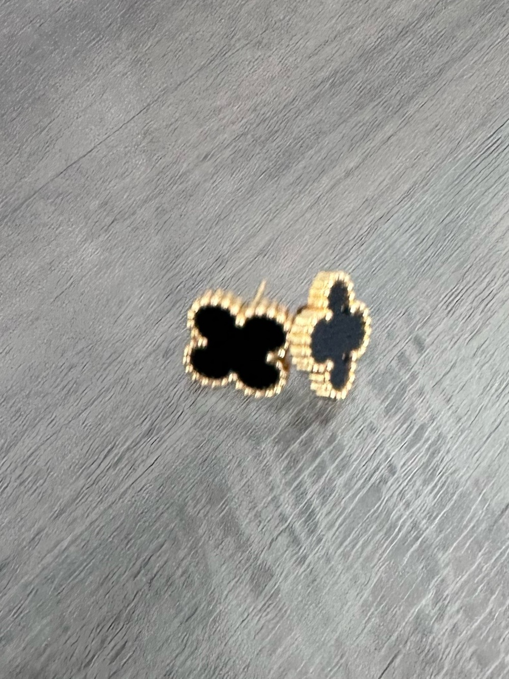 Gold-Filled Black Clover-Style Stud Earrings